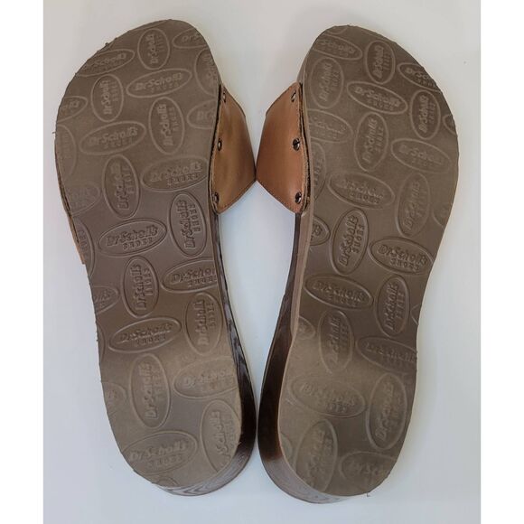 Dr Scholl's Tan Exercise Sandals Rubber Buckle Soft Sole Sz 9 - Picture 5 of 8